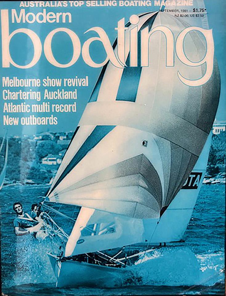 Kevin's Interdominion 12ft skiff champion Buckle Toyota on the cover of Modern Boating in1981 photo copyright Archive taken at Australian 18 Footers League and featuring the 12ft Skiff class