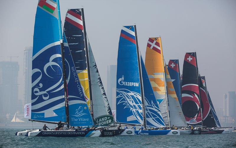 Land Rover, Extreme Sailing Series Act 3 Qingdao, for the 'Double Star Mingren' Cup day 1 photo copyright Lloyd Images taken at  and featuring the Extreme 40 class