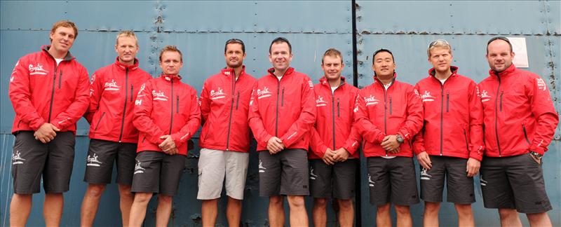 Team Sanya shore crew bring their Volvo Open 70 out of the boat shed at Hamble Yacht Services photo copyright Tim Stonton / Volvo Ocean Race taken at Hamble River Sailing Club and featuring the Volvo 70 class