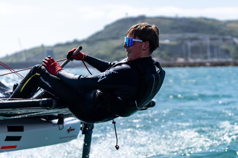 Greig City Academy student Max foils for the first time at the training camp in Weymouth - photo © L.Goldman / INEOS Britannia