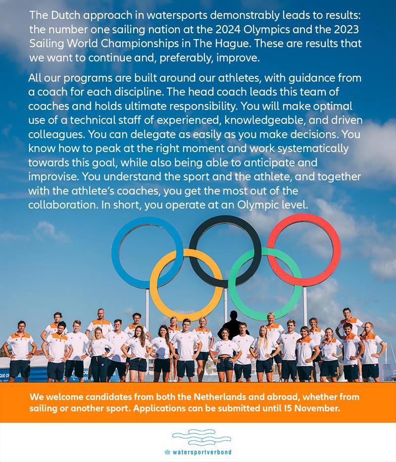 Dutch Olympic Team Head Coach Opportunity - photo © Watersportverbond