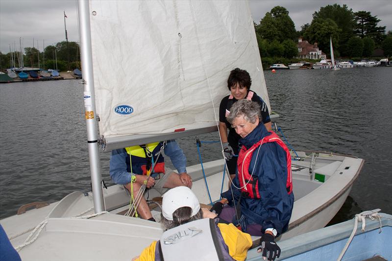 Ladies who launch photo copyright Norman Waite taken at Upper Thames Sailing Club and featuring the Wayfarer class