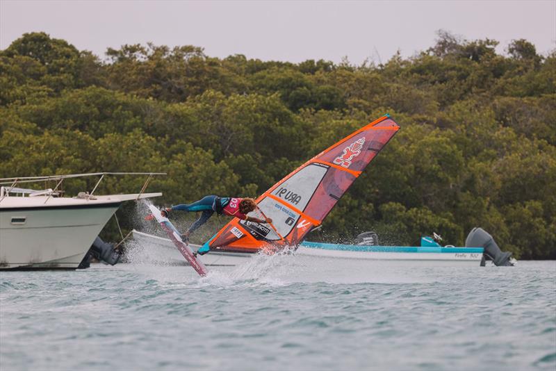 Sarah-Quitta Offringa launching into a Shove-It Spock during her heat against Pawel Palichleb - 2023 FPT King and Queen of the Caribbean - Day 2 - photo © Aalvaa Media