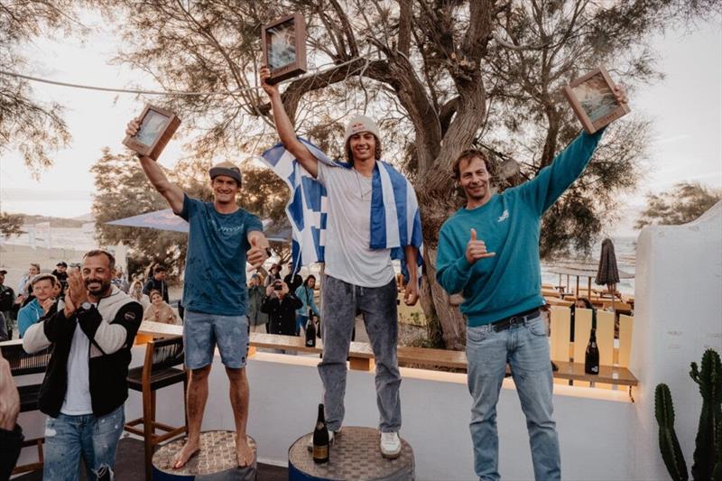 The mens 2024 European Freestyle podium. From the left: Yentel Caers, Lennart Neubauer and Steven Van Broeckhoven - 2024 FPT Naxos - photo © PROtography Official