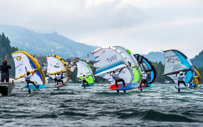 Racers braving the cold at full speed - Ensis Engadinwing 2024 Formula Wing Europeans - photo © IWSA Media / Sailing Energy