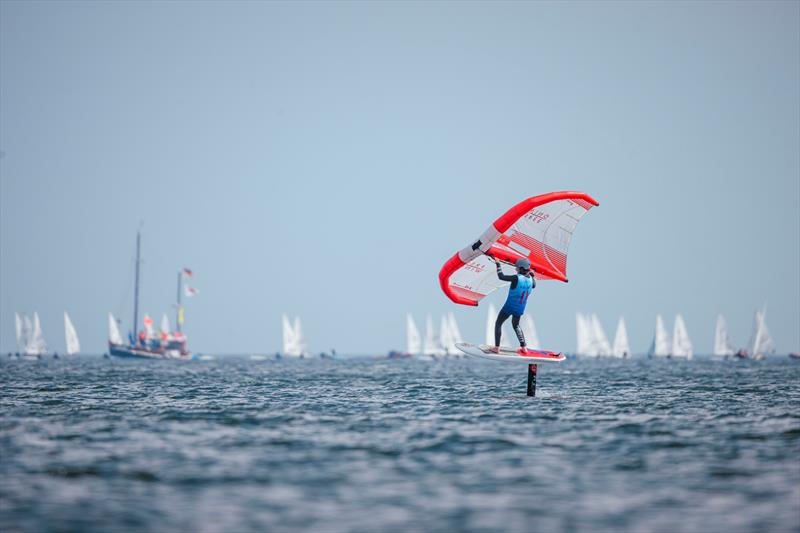 In the future, wingfoiling could be just as much a part of the standard programme at Kieler Woche as the classic dinghies in the background - photo © Sascha Klahn