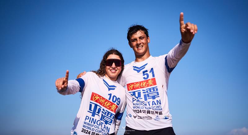 Suardiaz and Ghio celebrate victory in China - 2024 WingFoil Racing World Cup China Day 5 - photo © IWSA media / Robert Hajduk