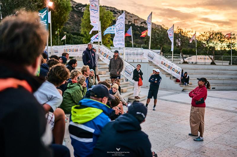 Ideas flow at the post-race rider summit - 2024 Wingfoil Racing World Cup Italy - photo © IWSA media / Robert Hajduk