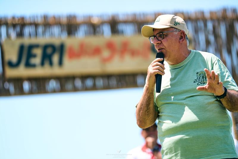 Paolo Piatti asking the sailors to help #preserveJeri photo copyright IWSA media / Robert Hajduk taken at  and featuring the Wing Foil class