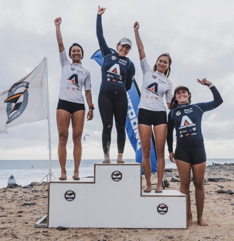 Women's podium - Annie Reickert, Francesca Maini, Moona Whyte, Nia Suardiaz photo copyright Lukas K Stiller taken at  and featuring the Wing Foil class