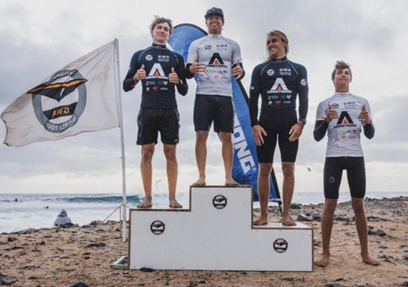 GWA Wingfoil World Cup Cape Verde 2025 Men's Podium - Cash Berzolla, Finn Spencer, Liam Coralle, Malo Guenole - photo © Lukas K Stiller