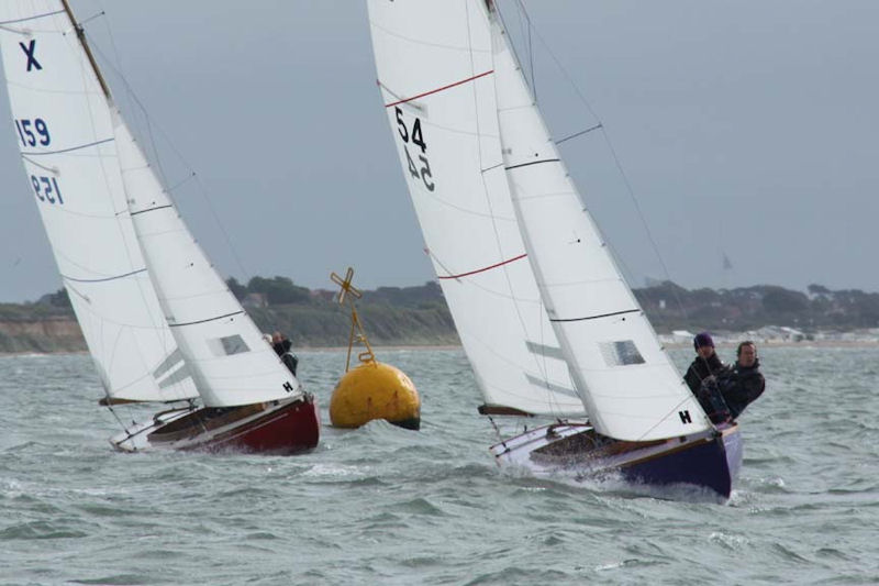 Lark leads Dux up the beat during the XOD Battle of Britain Regatta photo copyright Eddie Mays taken at Royal Air Force Yacht Club and featuring the XOD class